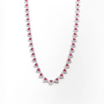 Gargantilha Riviera Coração Zircônia Rosa