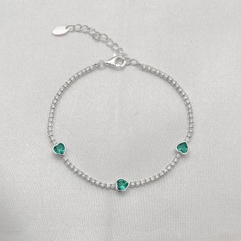 Pulseira Riviera 3 Corações Turquesa
