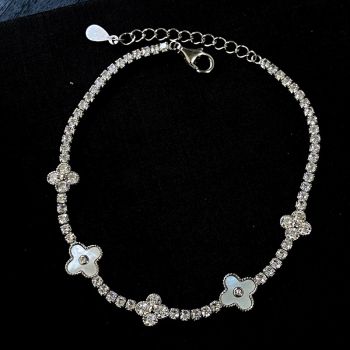 Pulseira 5 Van Cleef Madreperola Riviera Ródio