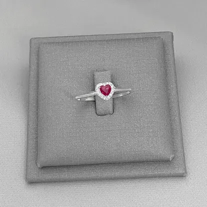ANEL CORAÇÃO CRAVEJADO ROSA