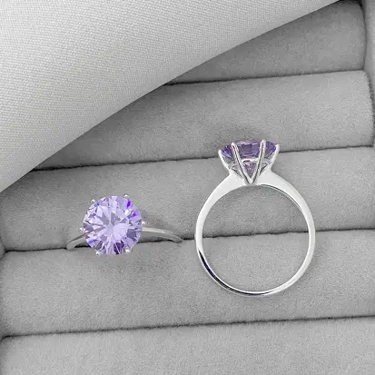 ANEL SOLITARIO ZIRCONIA LILAS 9 MM