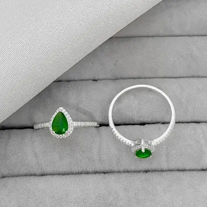 ANEL CRAVEJADO ZIRC GOTA VERDE