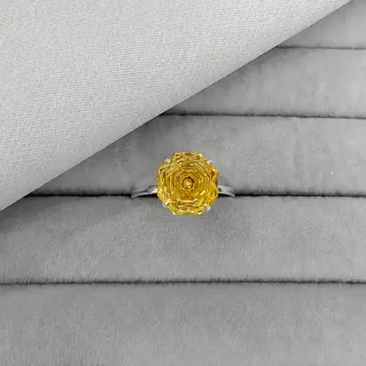 ANEL SOLITÁRIO AMARELO ROSA CUT 10MM