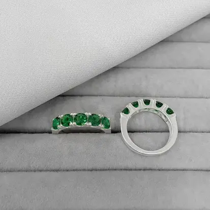 ANEL 5 ZIRCONIAS ESMERALDA 5MM