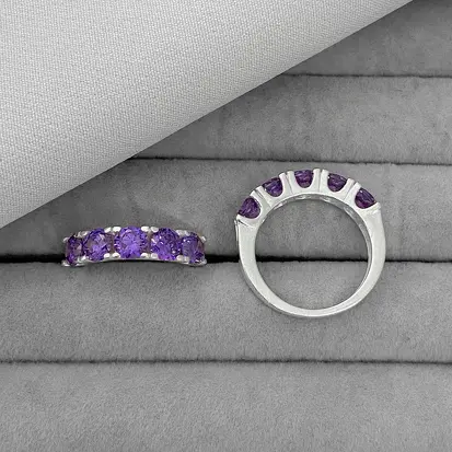ANEL 5 ZIRCONIAS ROXO 5MM