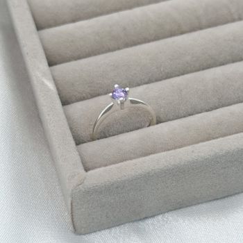 Anel Solitário Zirconia Lilas 4mm
