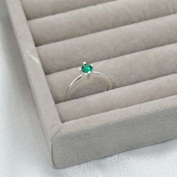 Anel Solitário Zirconia Verde 4mm