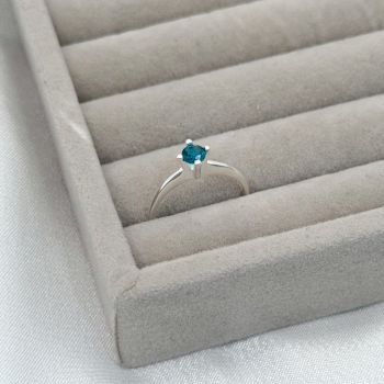 Anel Solitário Zirconia Turquesa 4mm