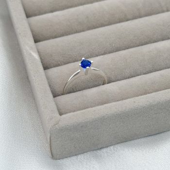 Anel Solitário Zirconia Azul 4mm