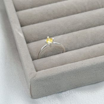 Anel Solitário Zirconia Amarelo 4mm