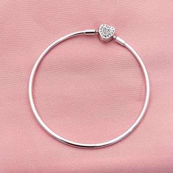 Bracelete Pandora Coração Meio Cravejado