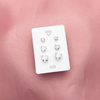 Trio Coração Zirconia 3 4 5mm