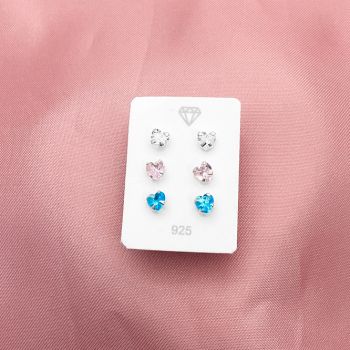 Trio Coração Zirconia Colorido 4mm