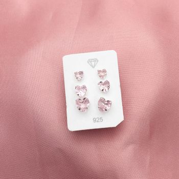 Trio Coração Zirconia Rosa 456