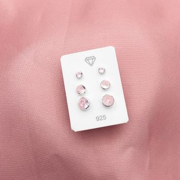 Trio Redondo Zirconia Embutida Rosa