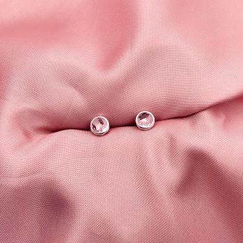 Brinco Redondo Zirconia Embutida Rosa