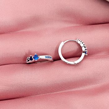 Argola Click 4 Zircônias Azul
