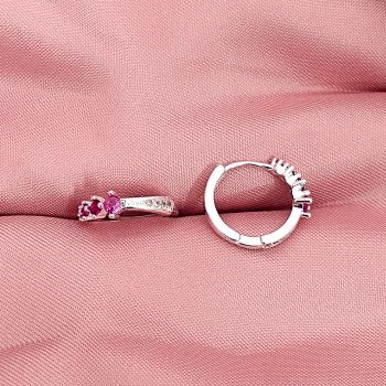 Argola Click 4 Zircônias Rosa