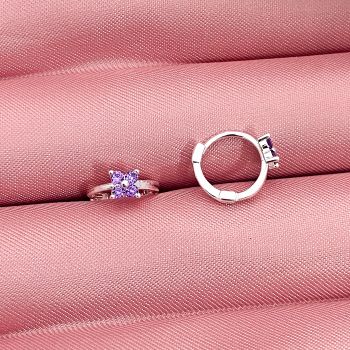 Argola Click Flor Lilas