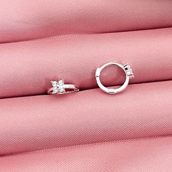 Argola Click Zirconia Flor Cristal