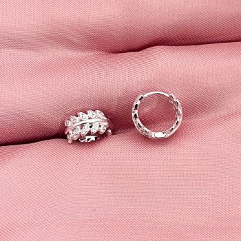 Argola Click Ramo Folhas Cravejado