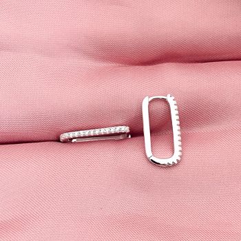 Argola Click Retangular Cravejada