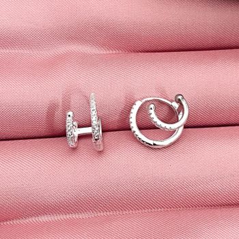 Brinco Argola Cravejada Piercing Fake