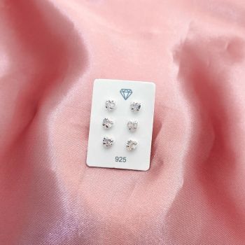 Trio Coração Zirconia Cristal 4mm