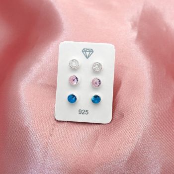 Trio Redondo Zirconia Embutida Colorida 4mm