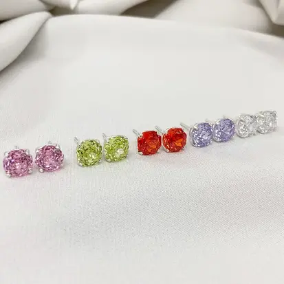 BRINCO ZIRCONIA ROSA CUTE 8MM