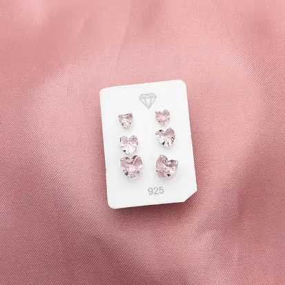 TRIO CORAÇÃO ZIRCONIA ROSA 456