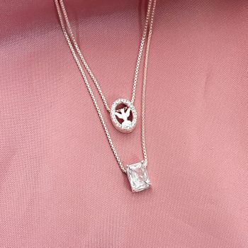 Escapulario Espirito Santo Oval + Zirconia