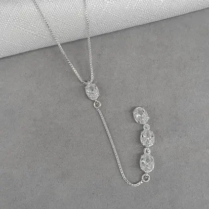 GARGANTILHA TERÇO 3 ZIRCONIAS PENDURADAS 40+5CM