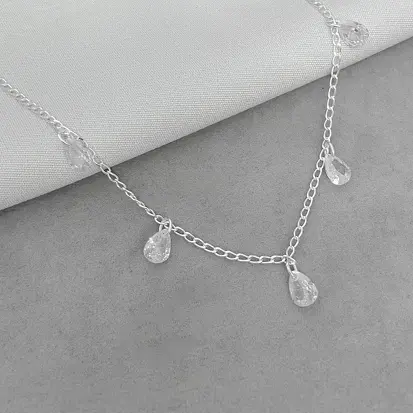 CHOKER GOTAS ZIRCONIA PENDURADAS 35+5CM