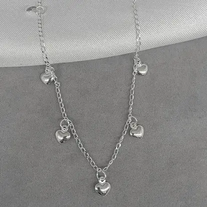 CHOKER CORAÇOES CHAPINHA PEND 35+5CM