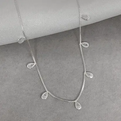 GARGANTILHA 7 GOTAS ZIRCONIAS FIXAS