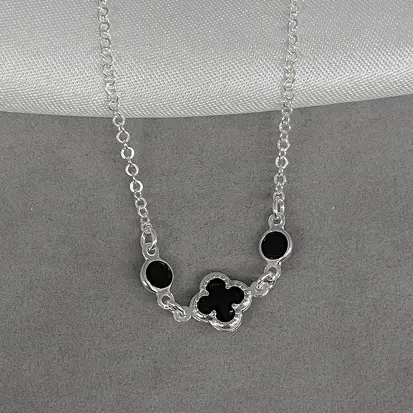 GARGANTILHA 1 VAN CLEEF FIXO ZIRCÔNIAS PRETO 40CM