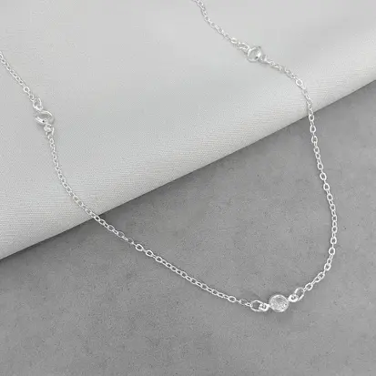 GARGANTILHA ELO 6 ZIRCONIAS 60CM