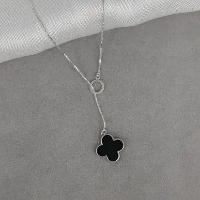 GARGANTILHA GRAVATINHA VAN CLEEF PRETO DETALHADO VERSO