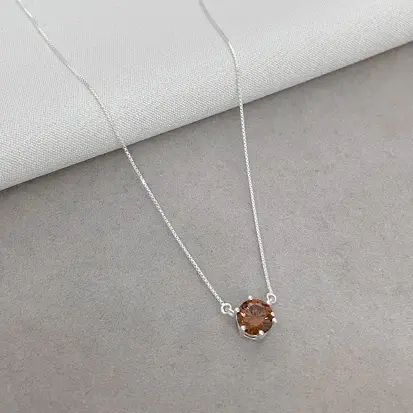 GARGANTILHA ZIRCONIA 5MM ÂMBAR 40+5CM