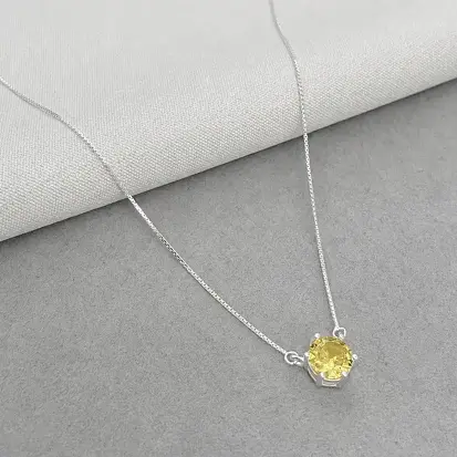 GARGANTILHA ZIRCONIA 5MM AMARELO 40+5CM