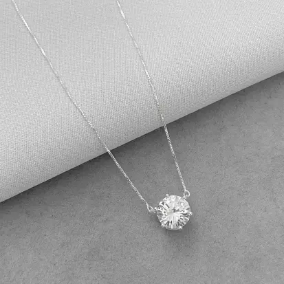 GARGANTILHA ZIRCONIA 8MM CRISTAL 40+5CM