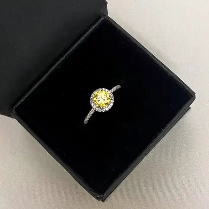 ANEL MOISSANITE 6MM AMARELO CRAV RODIO