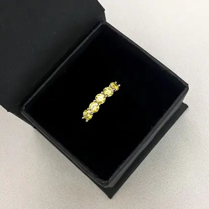 ANEL 5 MOISSANITE AMARELO 4MM RODIO