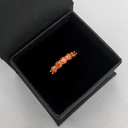 ANEL 5 MOISSANITE LARANJA 4MM RODIO