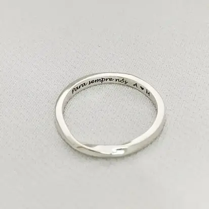 ANEL ALIANÇA INFINITA 2MM FRASE PERSONALIZADA