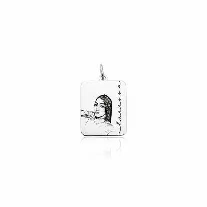 PINGENTE RETANGULAR 1,9X1,6CM FOTO PERSO COM NOME