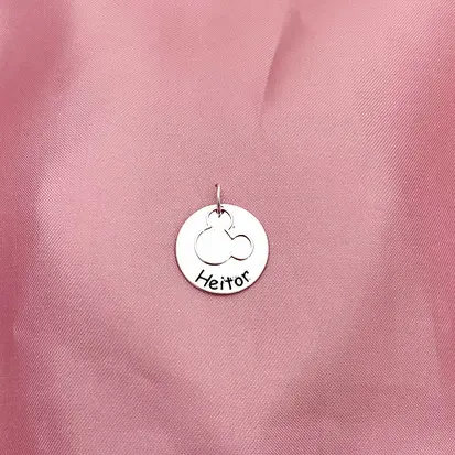 PINGENTE MEDALHA NOME MICKEY VAZADO