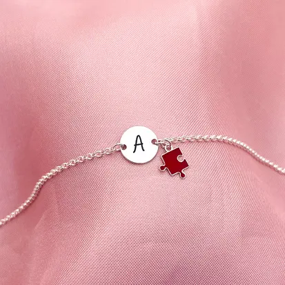 PULSEIRA NOME MINI PLAQUINHA REDONDA + QUEBRA CABEÇA