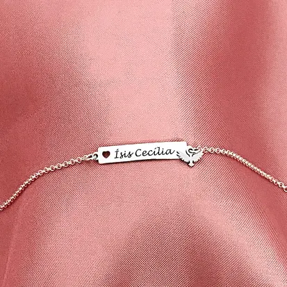 PULSEIRA INFANTIL PLAQUINHA CORAÇÃO VAZADO + ESPÍRITO SANTO
